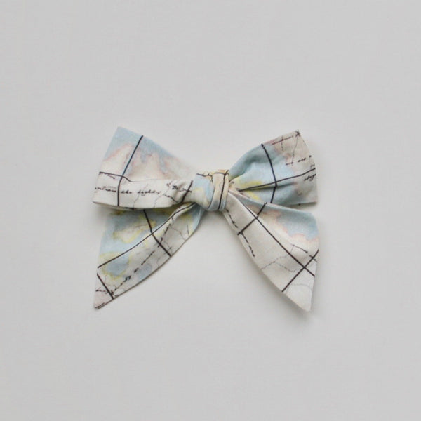 Map Print Hair Bow