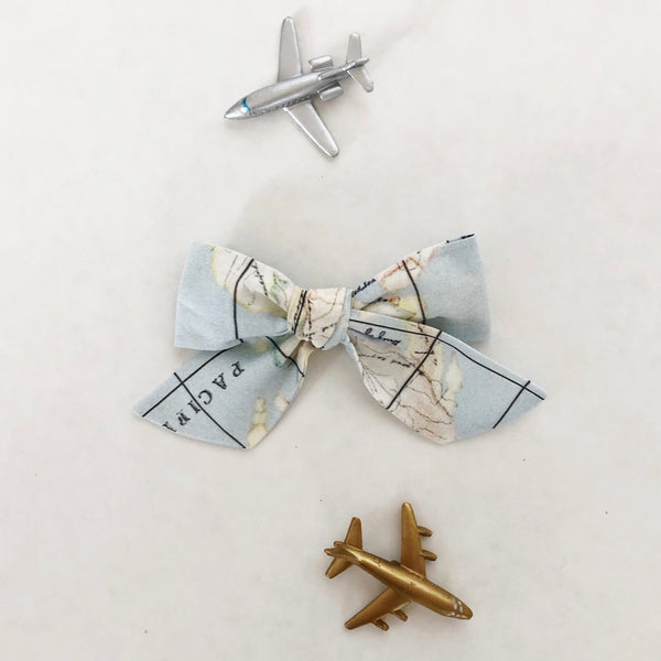 Map Print Hair Bow